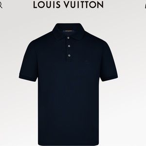 Louis Vuitton Classic Short Sleeve Pique Polo in Marine Size Large